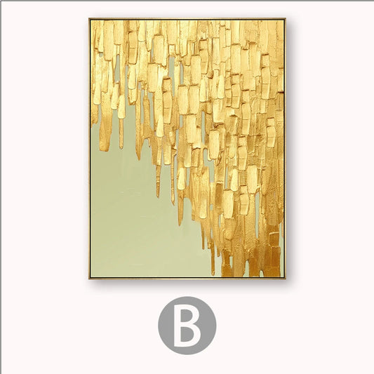 ''Golden Rain B' Hand-painted Acrylic Textured Painting, Home Decor Ideas,Art Gift